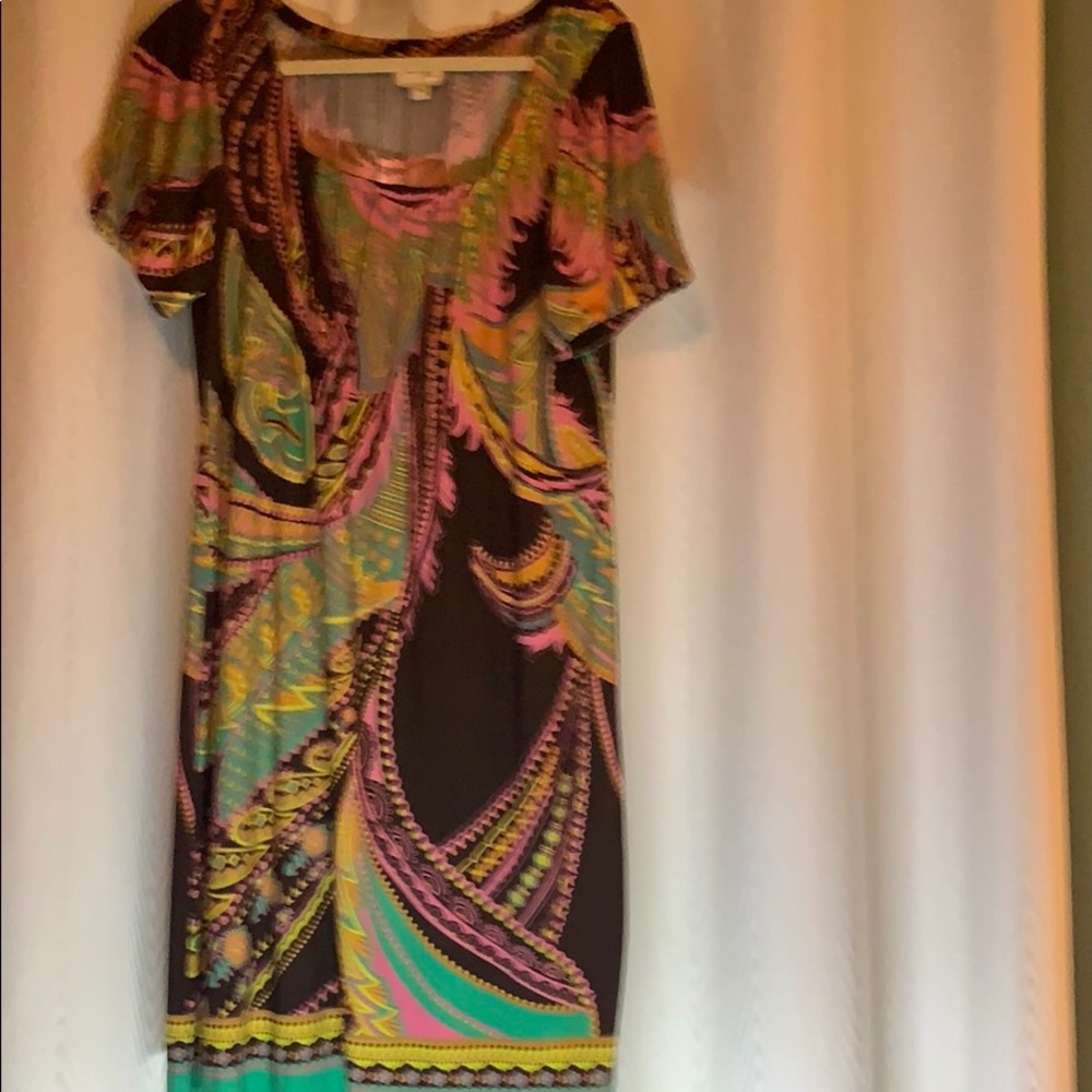 2/$14 Brown pink and teal dress